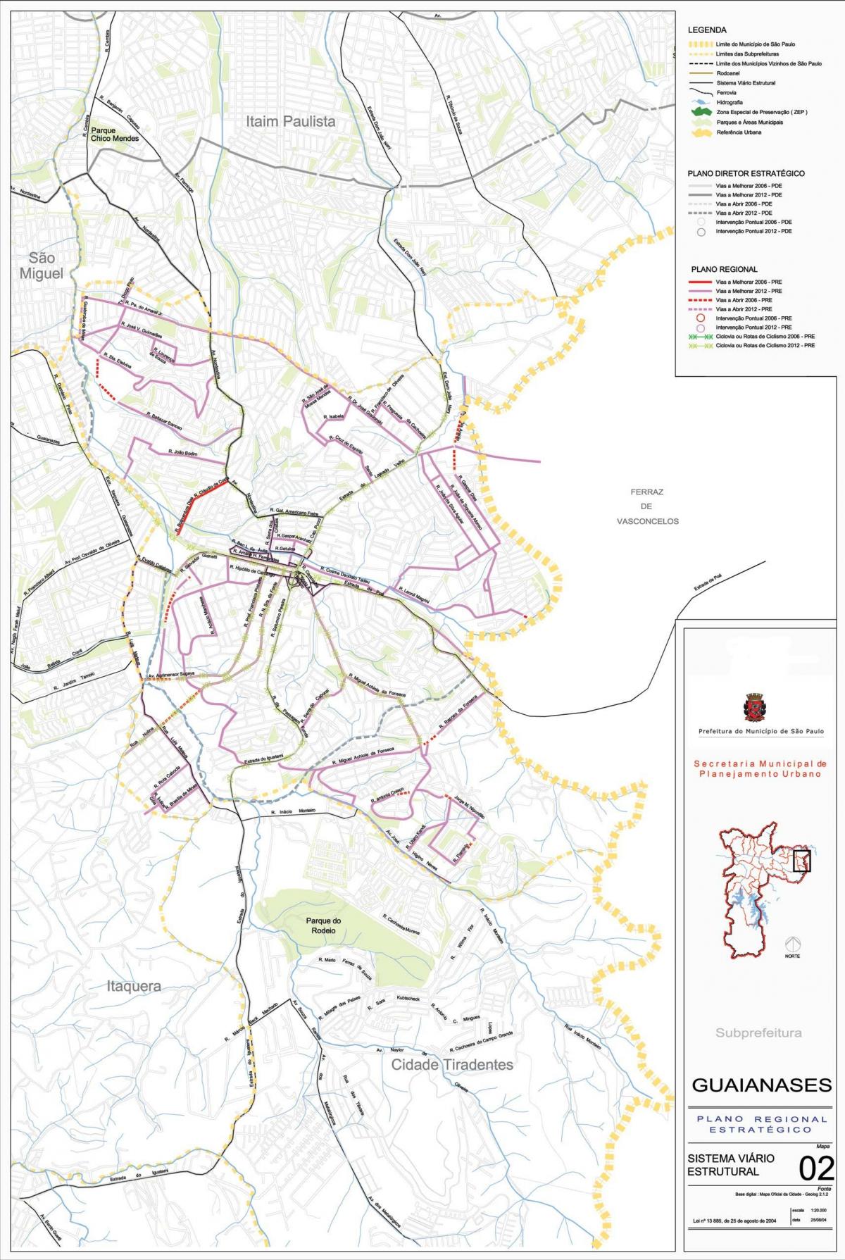 Bản đồ của Guaianases São Paulo - Đường