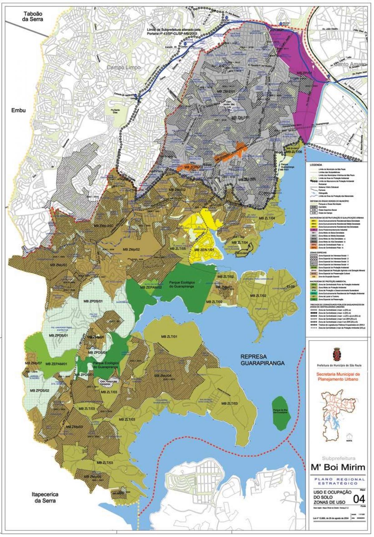 Bản đồ của M ' boi Mirim São Paulo - Nghề nghiệp của đất