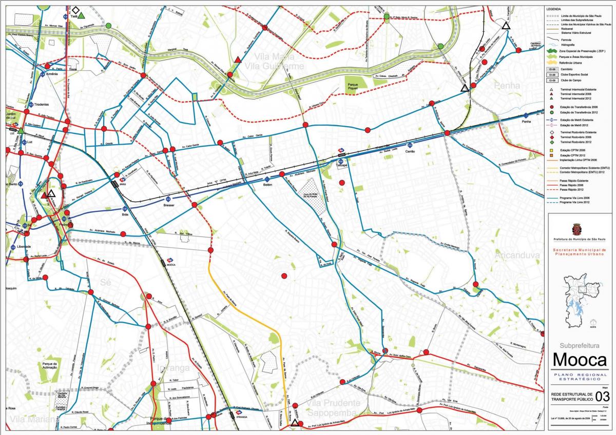 Bản đồ của Mooca São Paulo - Công vận chuyển