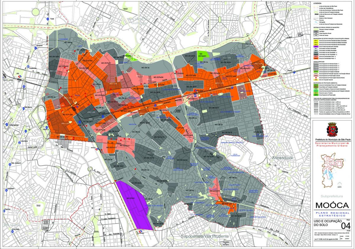 Bản đồ của Mooca São Paulo - Nghề nghiệp của đất