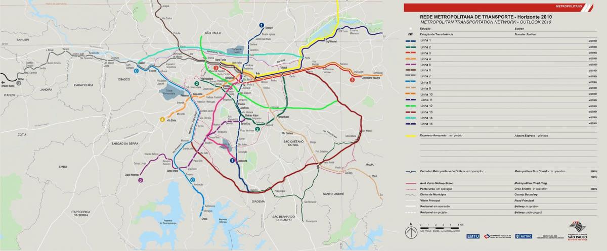 Bản đồ của mạng vận chuyển São Paulo