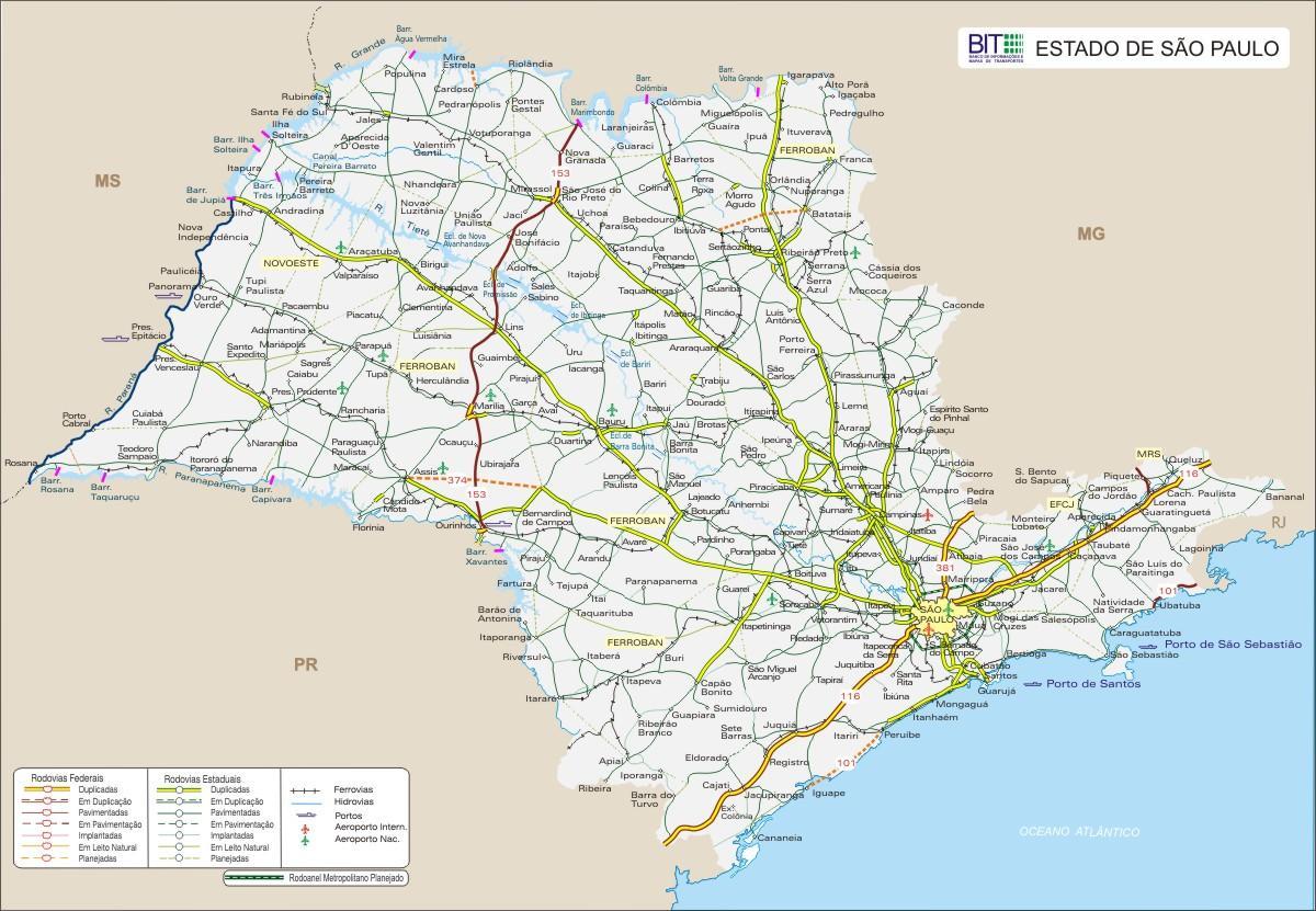 Bản đồ của São Paulo đường cao tốc