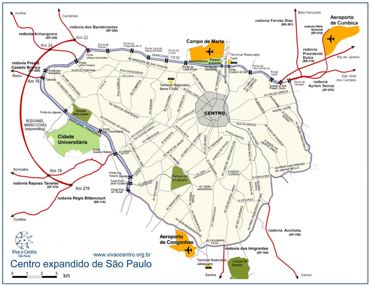 Bản đồ của trung tâm lớn São Paulo