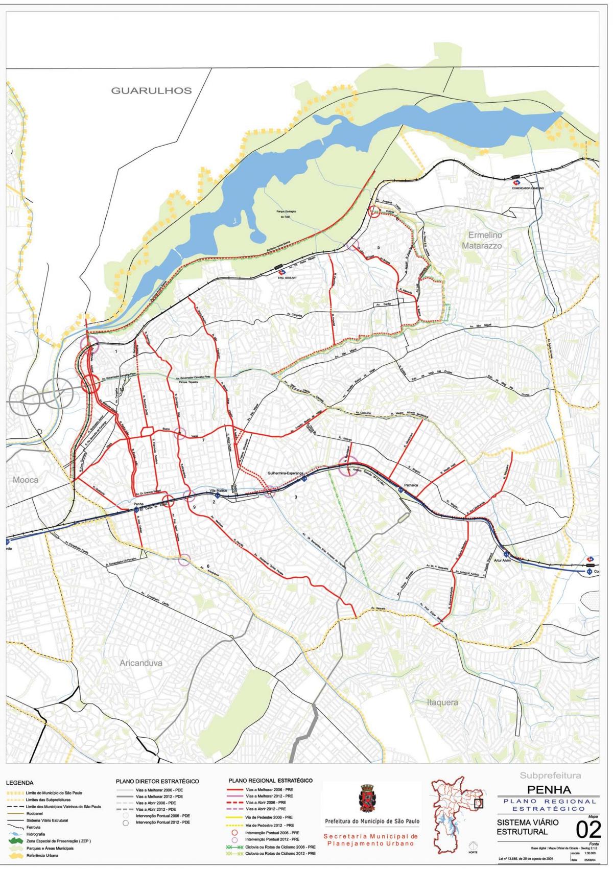 Bản đồ tây vọng dương São Paulo - Đường