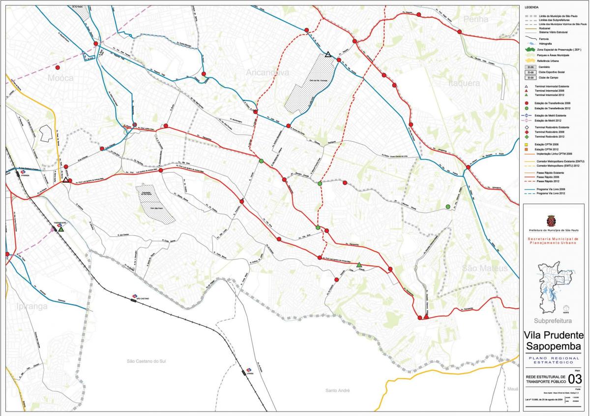 Bản đồ của Vila Prudente São Paulo - Công vận chuyển