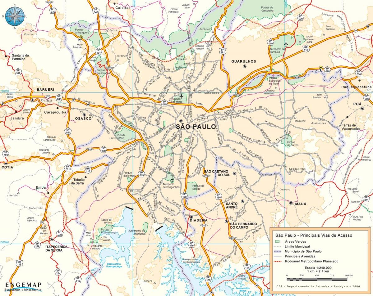 Bản đồ của đường truy cập São Paulo