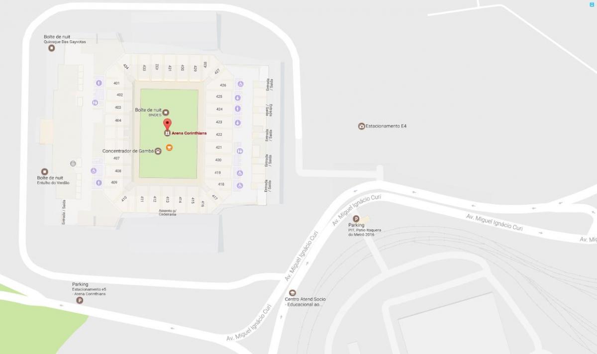Bản đồ của đấu Trường Corinthians - Truy cập