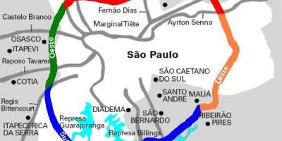 Bản đồ của Mario Covas đường cao tốc - SP 21