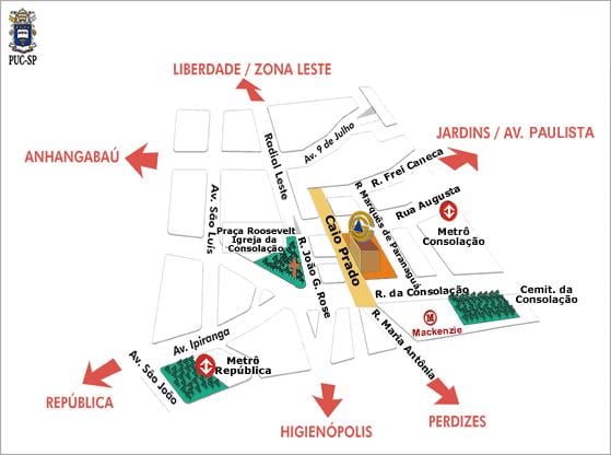 Bản đồ của Đại học công Giáo São Paulo