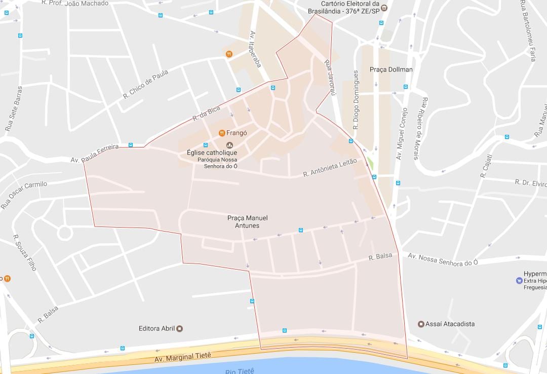 Bản đồ của ứng dụng làm Ó São Paulo