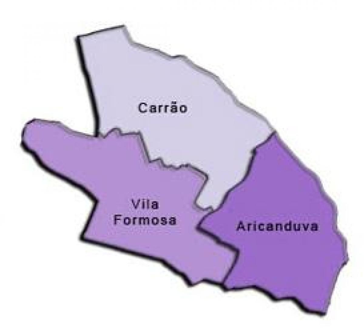 Bản đồ của Aricanduva-Vila Formosa phụ tỉnh