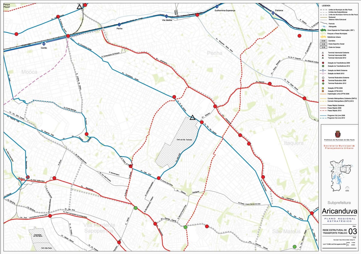 Bản đồ của Aricanduva-Vila Formosa São Paulo - Công vận chuyển