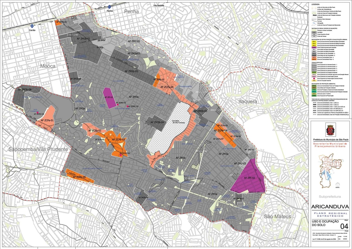 Bản đồ của Aricanduva-Vila Formosa São Paulo - Nghề nghiệp của đất