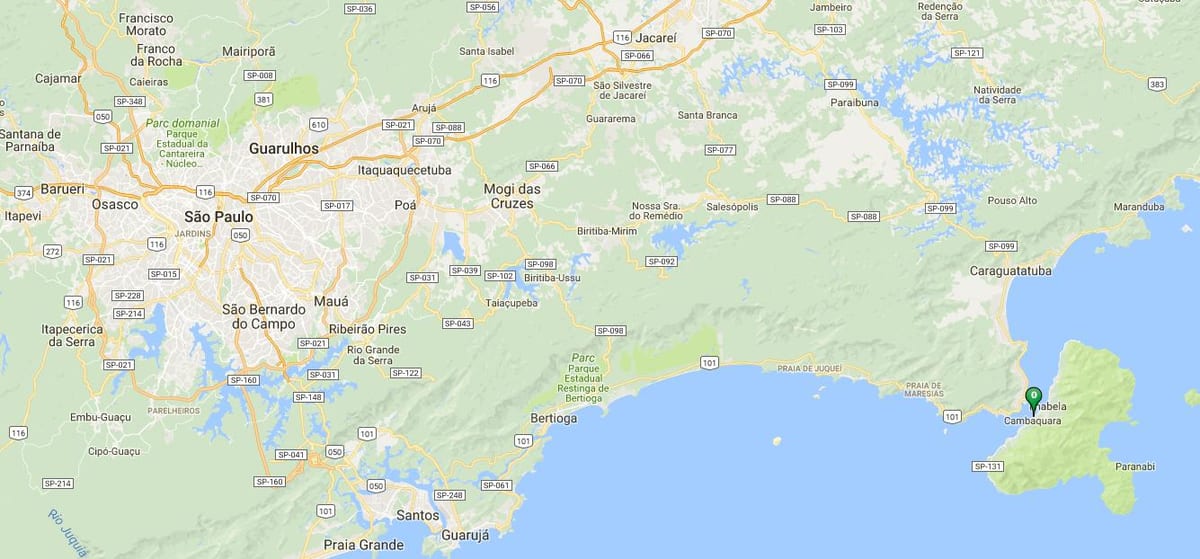 Bản đồ của bãi biển Pedras Miudas