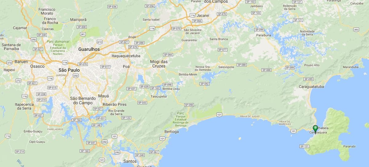 Bản đồ của bãi biển Portinho