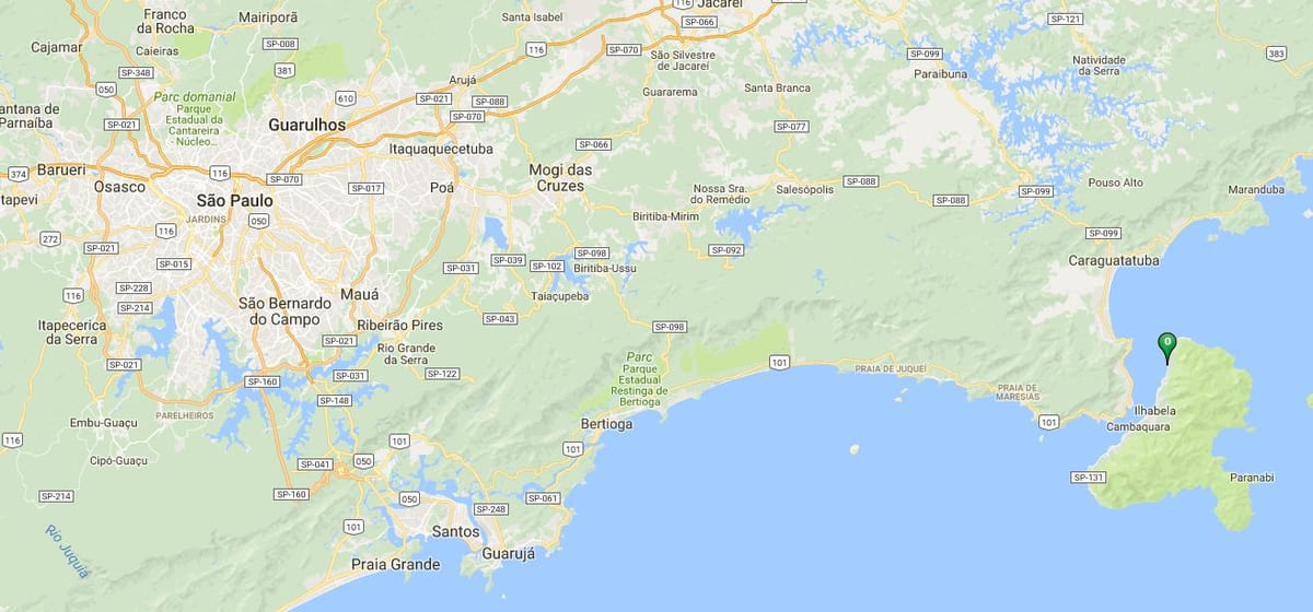 Bản đồ của bãi biển Trễ Lạc bộ Santos