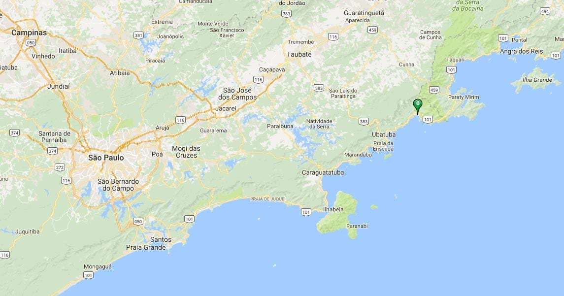 Bản đồ của bãi biển Ubatumirim