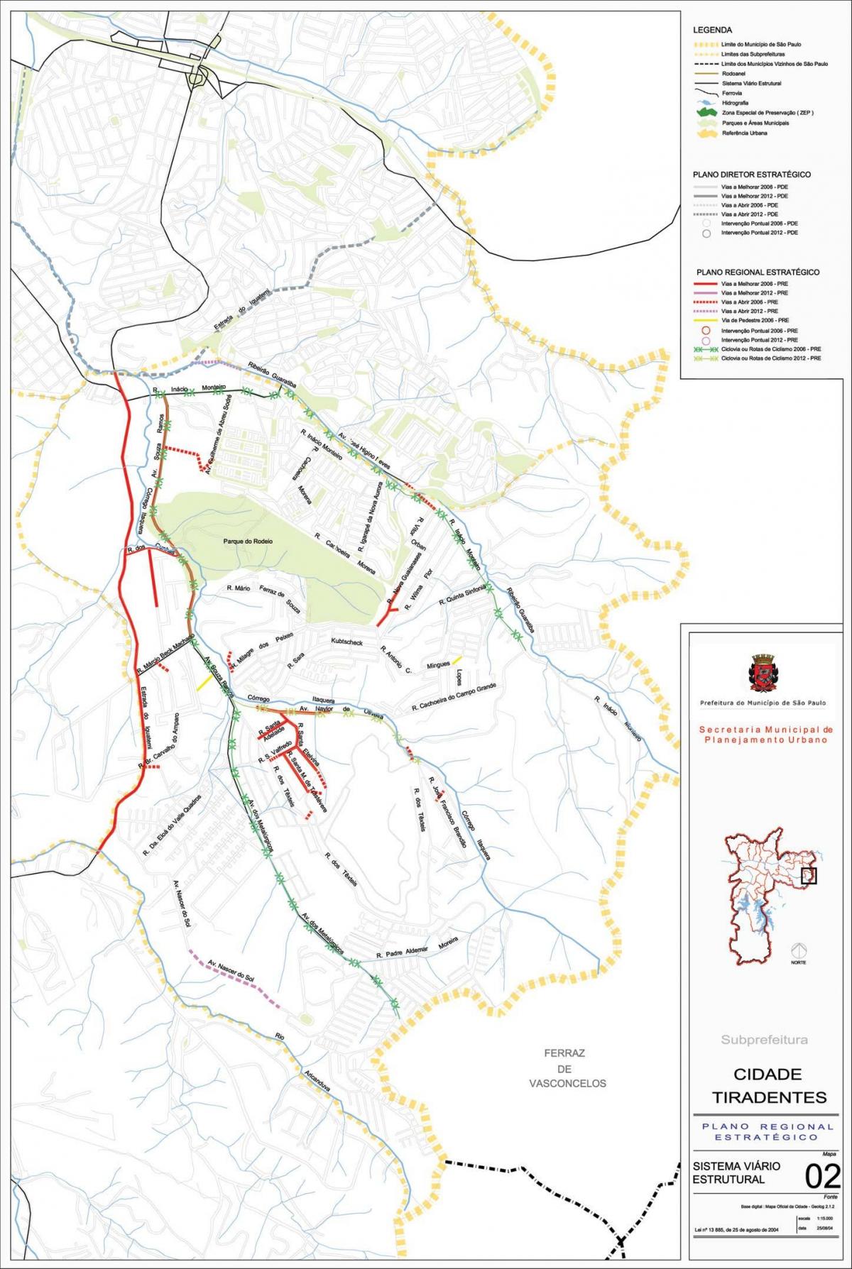 Bản đồ của Cidade Tiradentes São Paulo - Đường