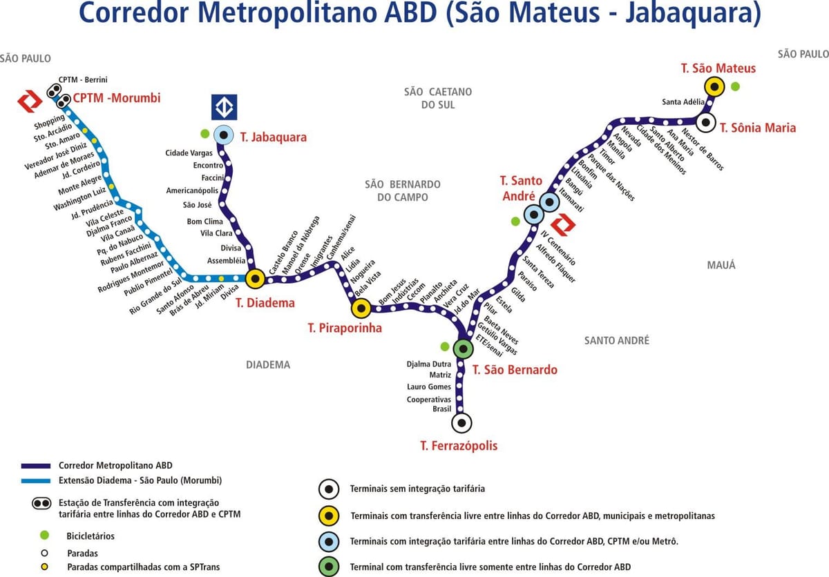 Bản đồ của corredor metropolitano ABD