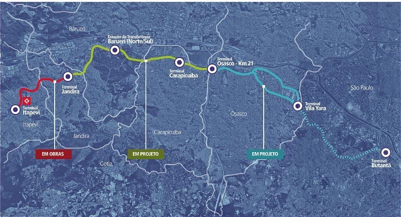 Bản đồ của corredor metropolitano Itapevi
