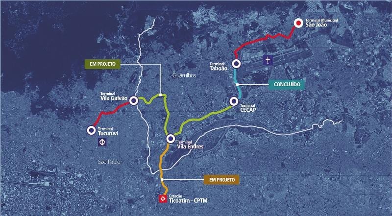 Bản đồ của corredor Metropolitano sao-paulo - Tucuruvi
