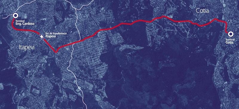 Bản đồ của corredor NHẬT metropolitano Itapevi-Cotia