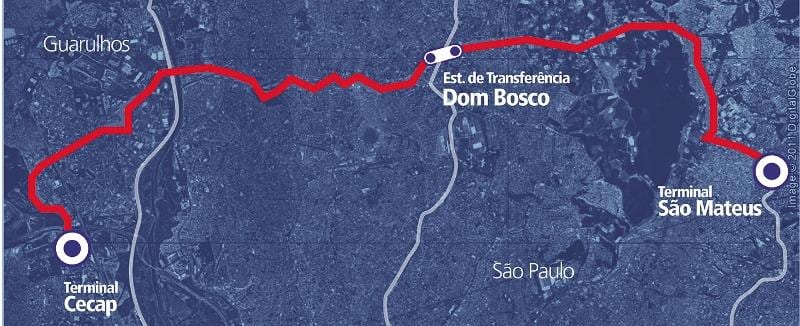 Bản đồ của corredor NHẬT metropolitano Perimetral Timo