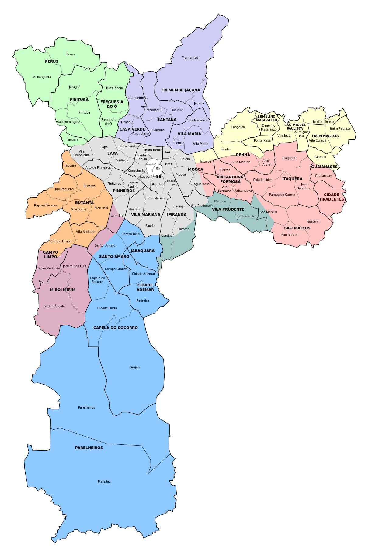 Bản đồ của hành chính khu của São Paulo