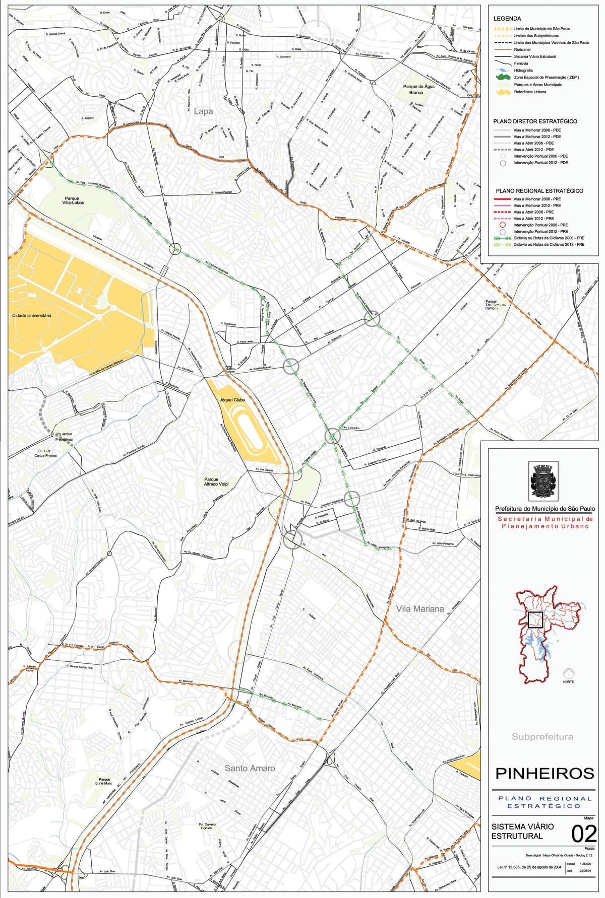 Bản đồ của hồ bơi São Paulo - Đường