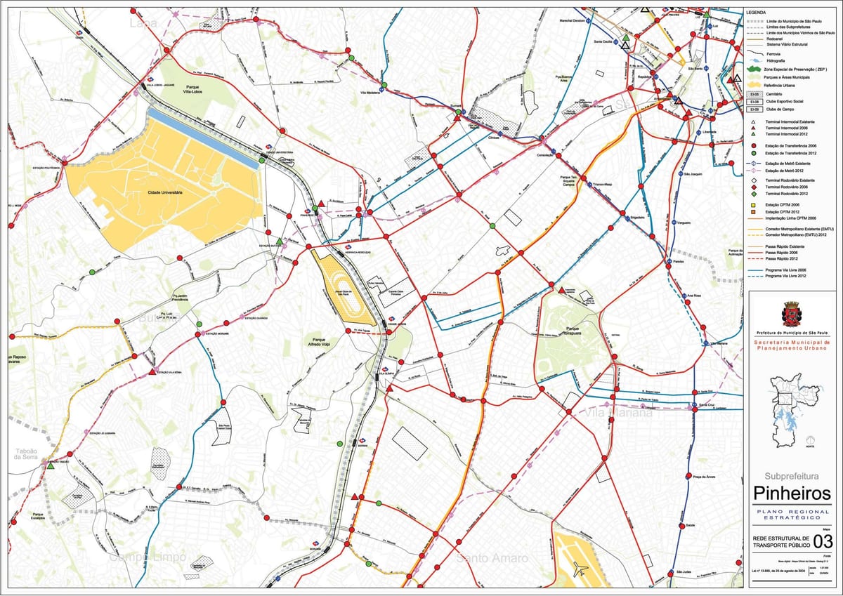 Bản đồ của hồ bơi São Paulo - Công vận chuyển