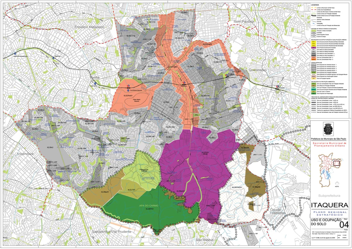 Bản đồ của Itaquera São Paulo - Nghề nghiệp của đất