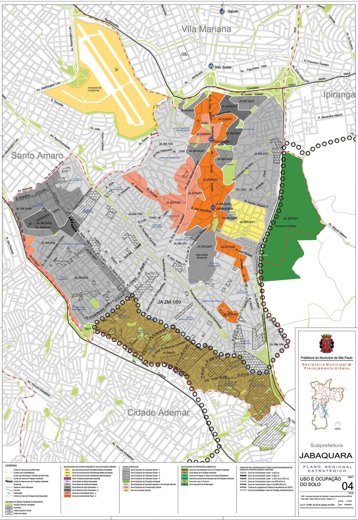 Bản đồ của Jabaquara São Paulo - Nghề nghiệp của đất
