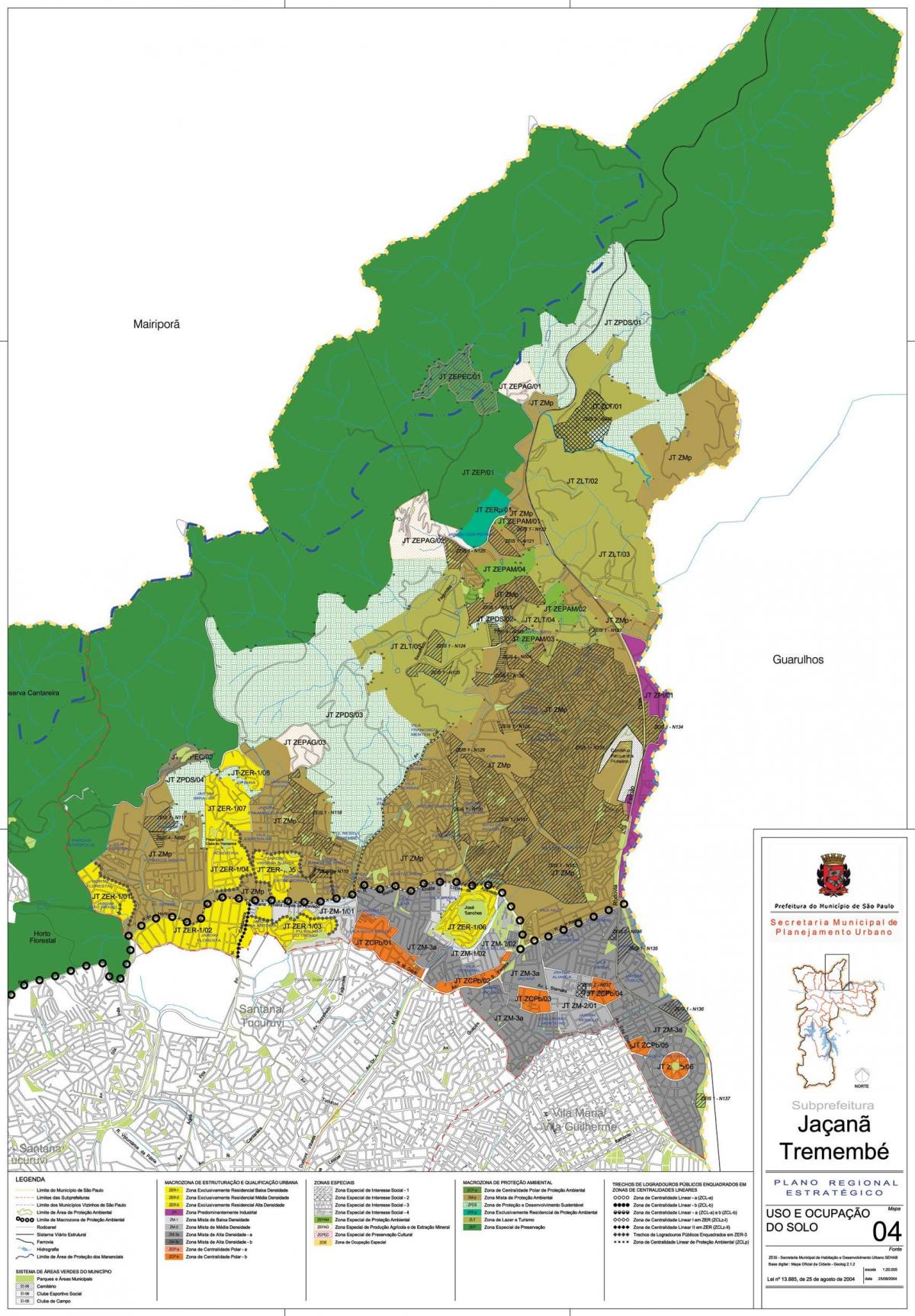 Bản đồ của Jaçanã-Tremembé São Paulo - Nghề nghiệp của đất