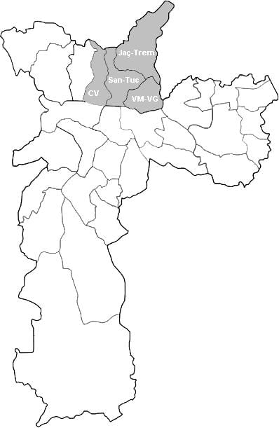 Bản đồ của khu Nordeste São Paulo