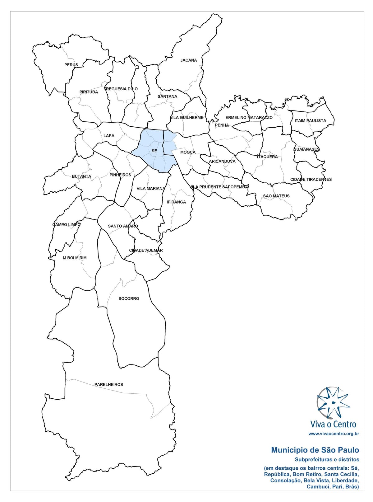 Bản đồ của khu Trung tâm São Paulo