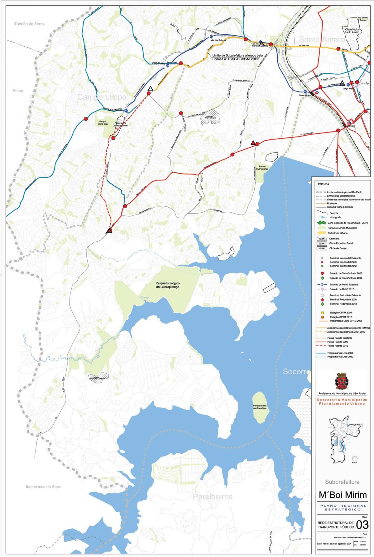 Bản đồ của M ' boi Mirim São Paulo - Công vận chuyển
