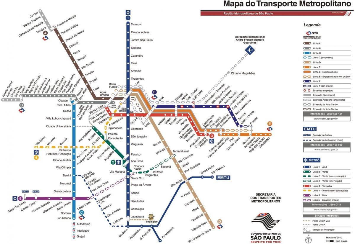 Bản đồ của thành phố vận chuyển của São Paulo