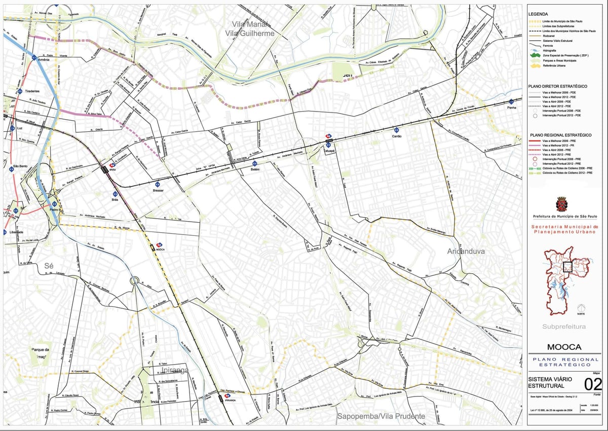 Bản đồ của Mooca São Paulo - Đường