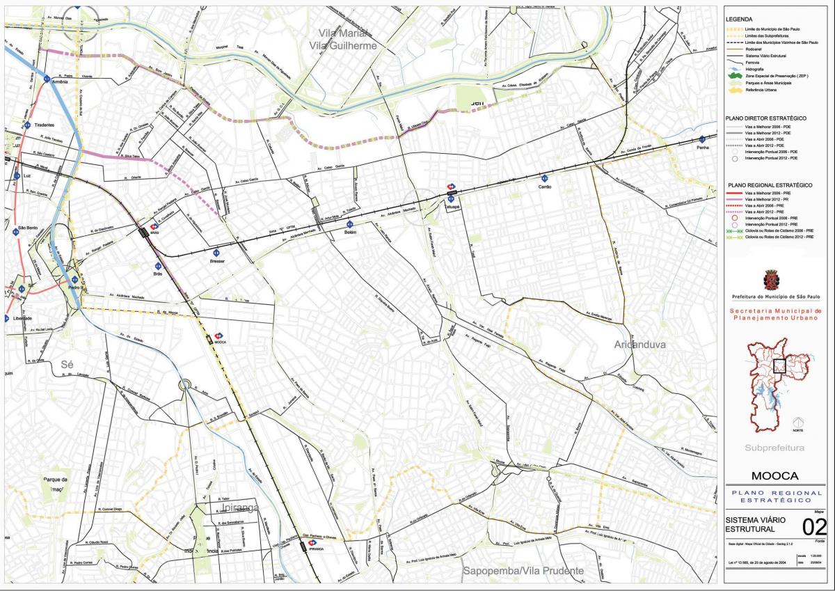 Bản đồ của Mooca São Paulo - Đường
