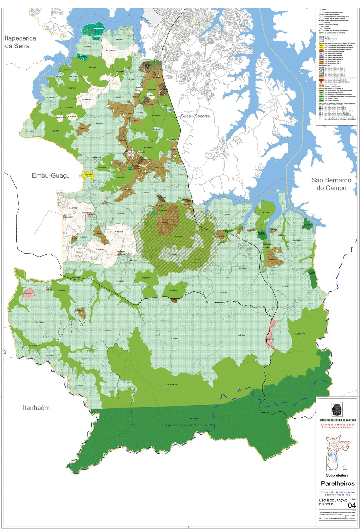 Bản đồ của Parelheiros, São Paulo - Nghề nghiệp của đất
