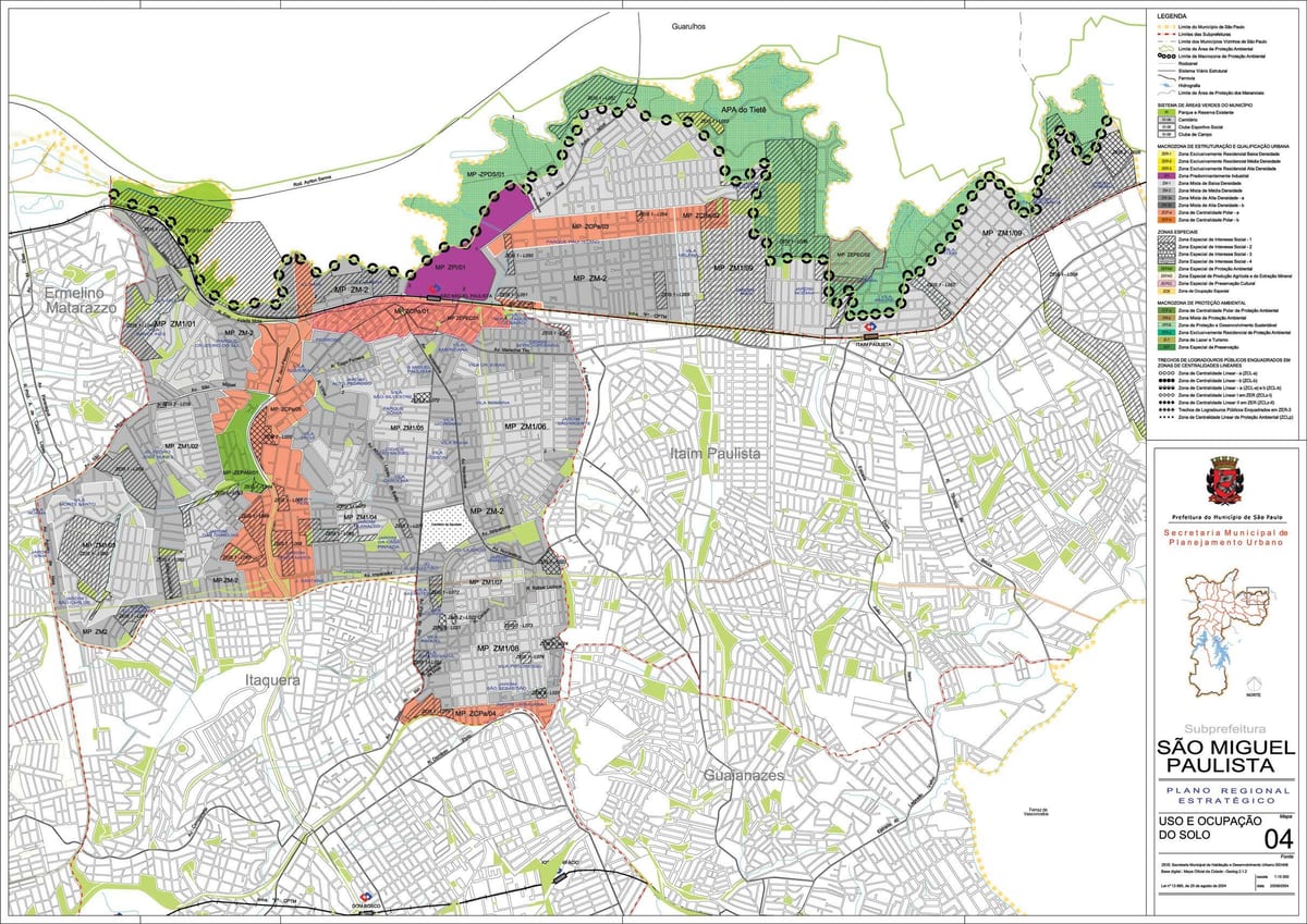 Bản đồ của São Miguel Đơn São Paulo - Nghề nghiệp của đất