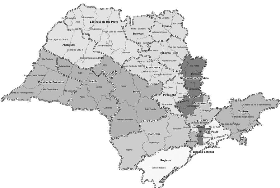 Bản đồ của São Paulo, da đen và trắng