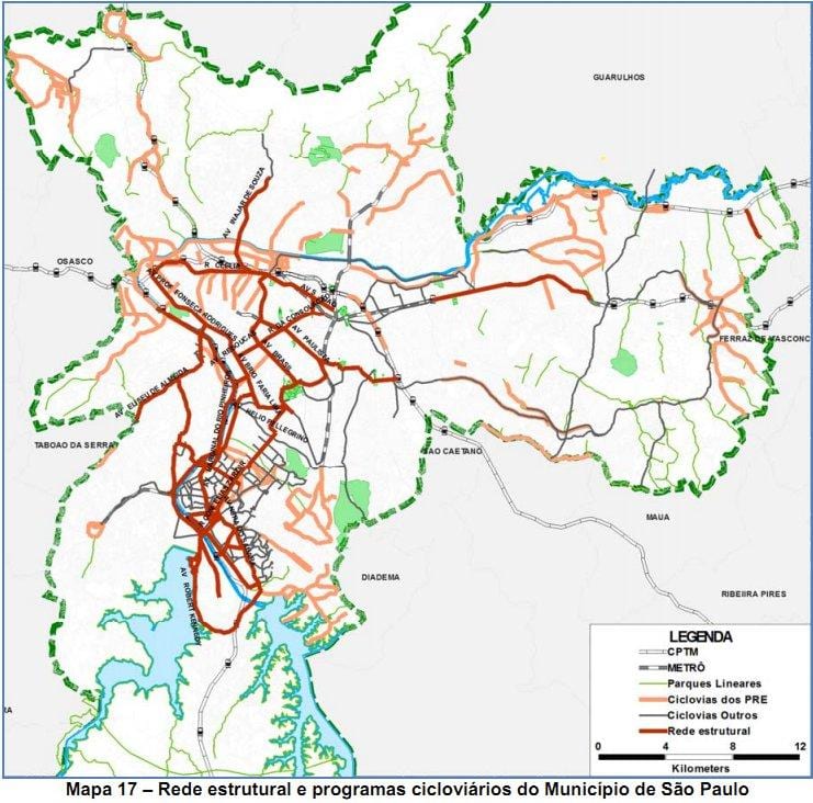 Bản đồ của São Paulo đường đi xe đạp
