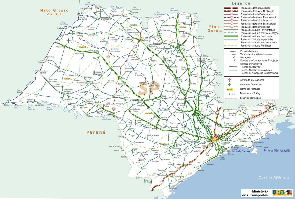 Bản đồ của São Paulo đường cao tốc