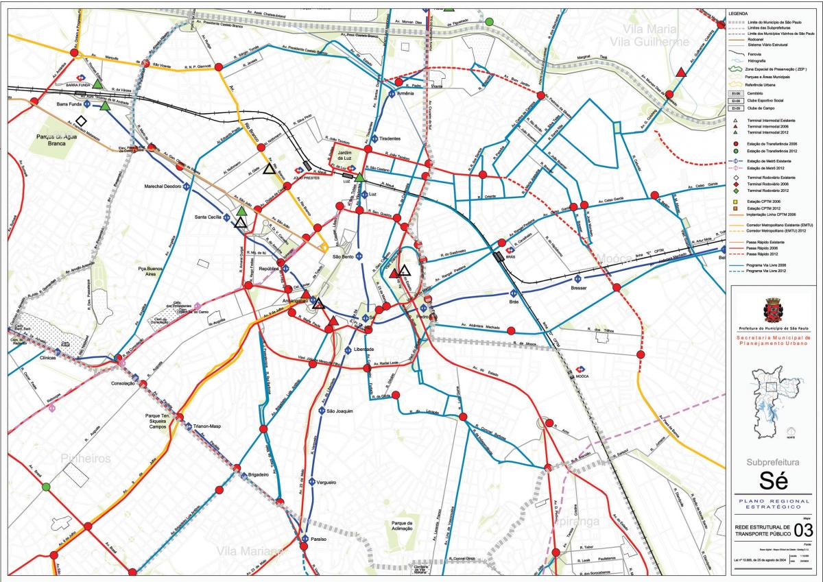 Bản đồ của Sé São Paulo - Công vận chuyển