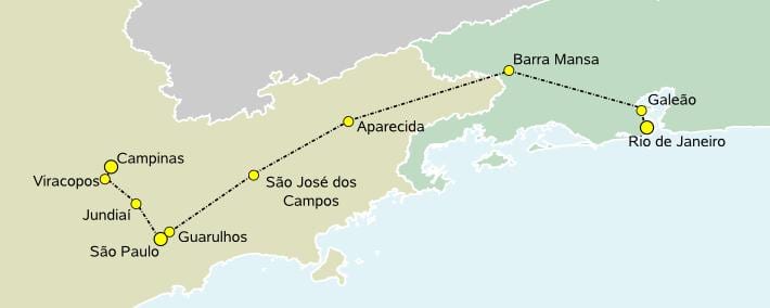 Bản đồ của tàu cao tốc, São Paulo