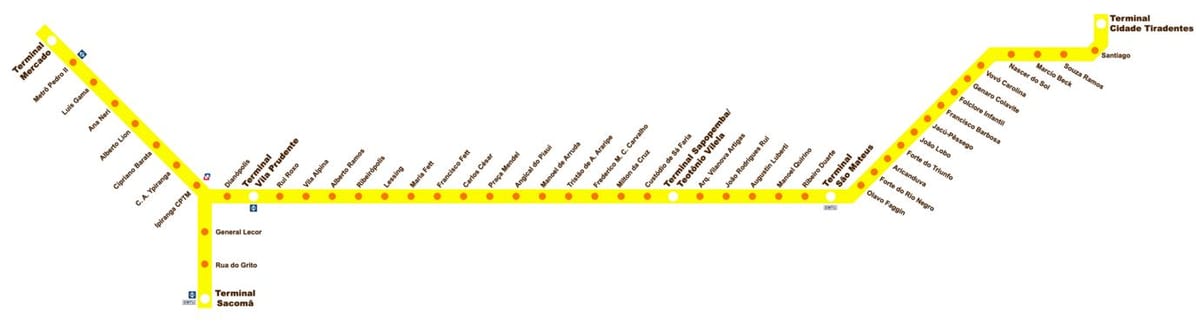 Bản đồ của thiết bị đầu cuối Sacomã Expresso Tiradentes
