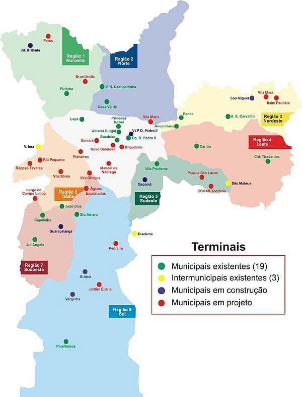 Bản đồ của thiết bị đầu cuối xe buýt của São Paulo