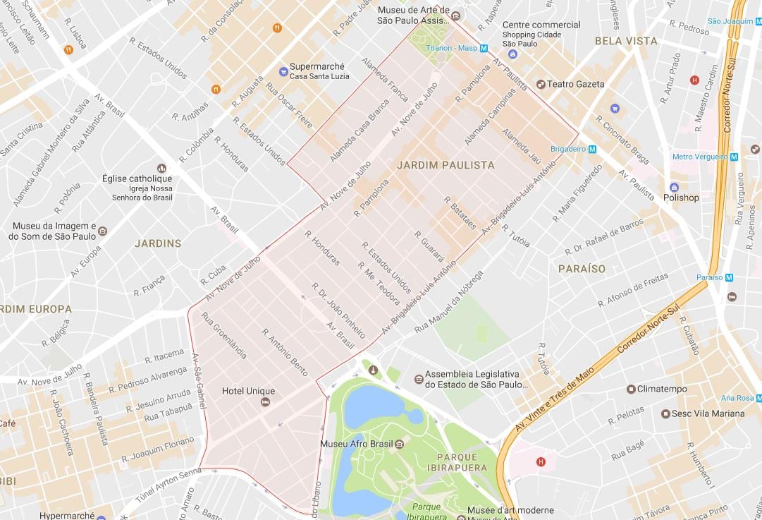 Bản đồ của Vườn Đơn São Paulo