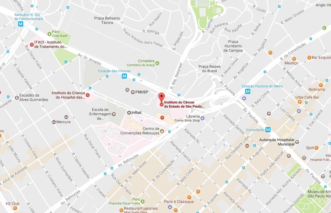 Bản đồ của Viện của bệnh Ung thư của São Paulo